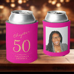 50th Birthday Hot Pink Gold Photo Template Can Cooler<br><div class="desc">Celebrate your loved one's birthday in style with a personalised hot pink and gold birthday can cooler featuring their favourite photo. Discover how this high-quality,  customisable cooler can elevate any birthday celebration and create a lasting impression for the birthday honoree.</div>