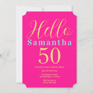50th Birthday Hot Pink Party Invitation