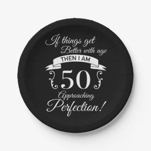 50th Birthday Humour Approaching Perfection Paper Plate