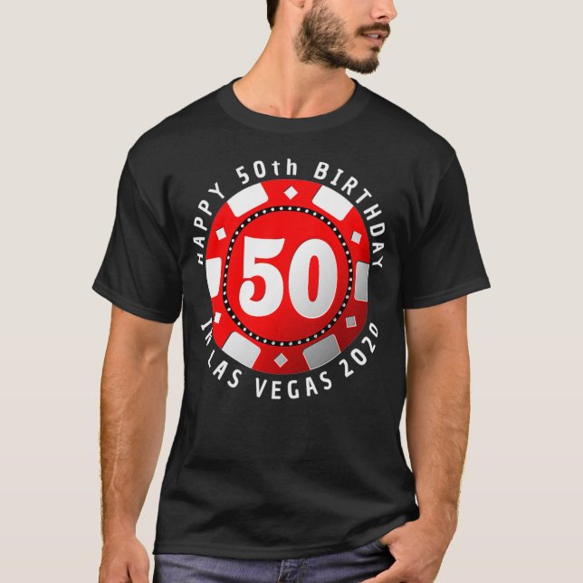 50th Birthday in Las Vegas 2020 Poker Chip Premium T-Shirt (Front)