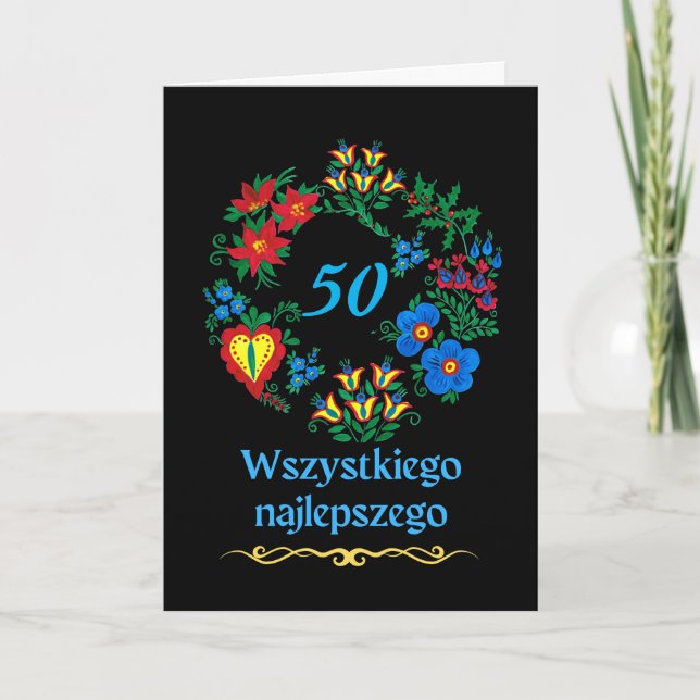 50th Birthday in Polish Wszystkiego najlepszego Card (Front)