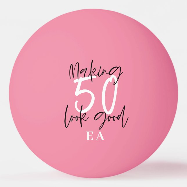 50th birthday initials personalized favor gift ping pong ball (Front)