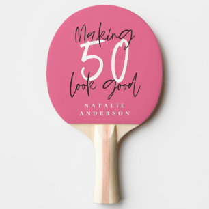 50th birthday initials personalized favor gift ping pong paddle