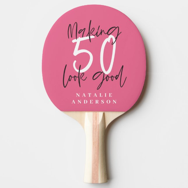 50th birthday initials personalized favor gift ping pong paddle (Front)