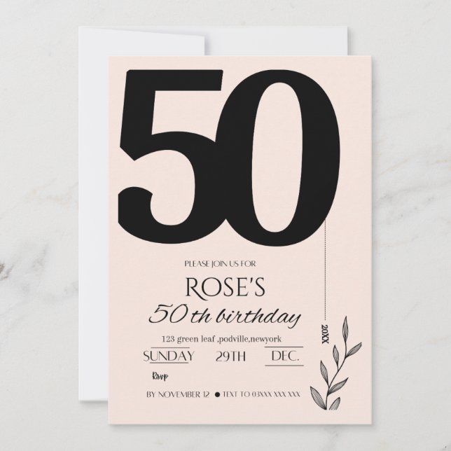 50th birthday invitation  (Front)
