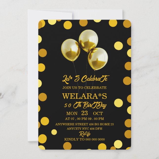 50th Birthday Invitation, 50th Invite, pink  Invitation (Front)