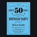 50th Birthday Invitation Black and Blue<br><div class="desc">50th Birthday Invitation Black and Blue Typography. Black and Blue Background. Adult Birthday. Male Men or Women Birthday. Kids Boy or Girl Lady Teen Teenage Bday Invite. 13th 15th 16th 18th 20th 21st 30th 40th 50th 60th 70th 80th 90th 100th. Any Age. For further customisation, please click the "Customise it"...</div>