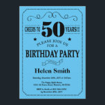 50th Birthday Invitation Black and Blue<br><div class="desc">50th Birthday Invitation Black and Blue Typography. Black and Blue Background. Adult Birthday. Male Men or Women Birthday. Kids Boy or Girl Lady Teen Teenage Bday Invite. 13th 15th 16th 18th 20th 21st 30th 40th 50th 60th 70th 80th 90th 100th. Any Age. For further customisation, please click the "Customise it"...</div>