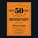 50th Birthday Invitation Black and Orange<br><div class="desc">50th Birthday Invitation Black and Orange Typography. Black and Orange Background. Adult Birthday. Male Men or Women Birthday. Kids Boy or Girl Lady Teen Teenage Bday Invite. 13th 15th 16th 18th 20th 21st 30th 40th 50th 60th 70th 80th 90th 100th. Any Age. For further customisation, please click the "Customise it"...</div>