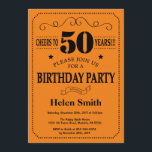 50th Birthday Invitation Black and Orange<br><div class="desc">50th Birthday Invitation Black and Orange Typography. Black and Orange Background. Adult Birthday. Male Men or Women Birthday. Kids Boy or Girl Lady Teen Teenage Bday Invite. 13th 15th 16th 18th 20th 21st 30th 40th 50th 60th 70th 80th 90th 100th. Any Age. For further customisation, please click the "Customise it"...</div>