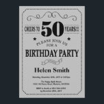 50th Birthday Invitation Black and Silver Grey<br><div class="desc">50th Birthday Invitation Black and Silver Grey Typography. Black and Silver Grey Grey Background. Adult Birthday. Male Men or Women Birthday. Kids Boy or Girl Lady Teen Teenage Bday Invite. 13th 15th 16th 18th 20th 21st 30th 40th 50th 60th 70th 80th 90th 100th. Any Age. For further customisation, please click...</div>