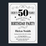 50th Birthday Invitation Black and White<br><div class="desc">50th Birthday Invitation Black and White Typography. Black and White Background. Adult Birthday. Male Men or Women Birthday. Kids Boy or Girl Lady Teen Teenage Bday Invite. 13th 15th 16th 18th 20th 21st 30th 40th 50th 60th 70th 80th 90th 100th. Any Age. For further customisation, please click the "Customise it"...</div>