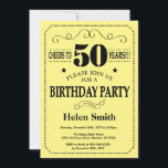 50th Birthday Invitation Black and Yellow<br><div class="desc">50th Birthday Invitation Black and Yellow Typography. Black and Yellow Background. Adult Birthday. Male Men or Women Birthday. Kids Boy or Girl Lady Teen Teenage Bday Invite. 13th 15th 16th 18th 20th 21st 30th 40th 50th 60th 70th 80th 90th 100th. Any Age. For further customisation, please click the "Customise it"...</div>