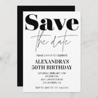 50th birthday invitation Black White Save the date