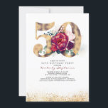 50th Birthday Invitation - Burgundy Red and Gold<br><div class="desc">Gold Glitters 50th Birthday Invitation</div>
