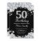 50th Birthday Invitation Chalkboard Silver Diamond