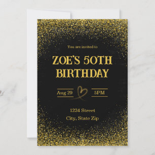 50th Birthday Invitation – Fifty in Gold Modern