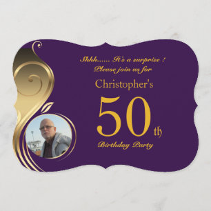 50th,Birthday Invitation Man Any age, Photo,shape