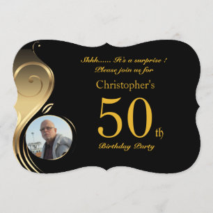 50th,Birthday Invitation Man Any age, Photo,shape