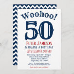 50th Birthday Invitation Mens Navy Blue<br><div class="desc">A funny and striking 50th birthday invitation for a husband,  friend,  father or grandad.</div>