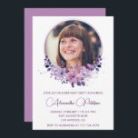 50th birthday invitation Photo Elegant Boho purple<br><div class="desc">50th birthday invitation Photo Elegant Boho purple</div>