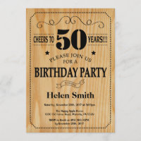 50th Birthday Invitation Rustic Wood