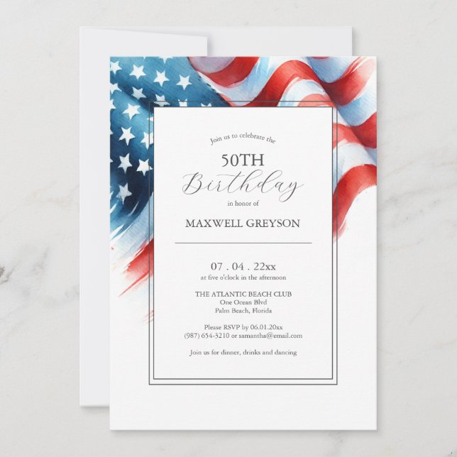 50th Birthday Invitations Am (Front)