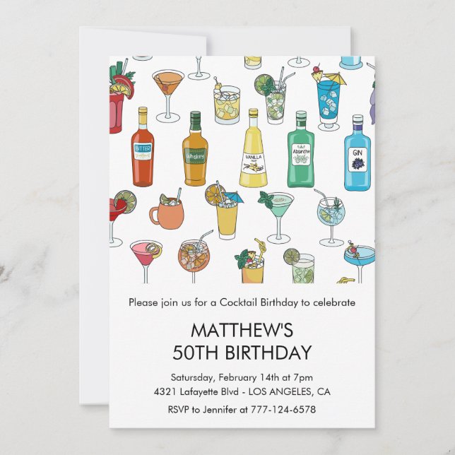 50th birthday invitations Cocktail Contemporary (Front)