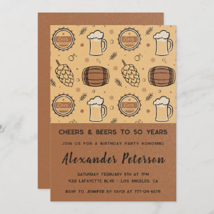 50th birthday invitations for him Beer Rustic Men