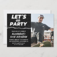 50th birthday invitations Men Black Photo
