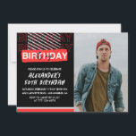 50th birthday invitations Men Party Photo Red<br><div class="desc">50th birthday invitations Men Party Photo Red</div>