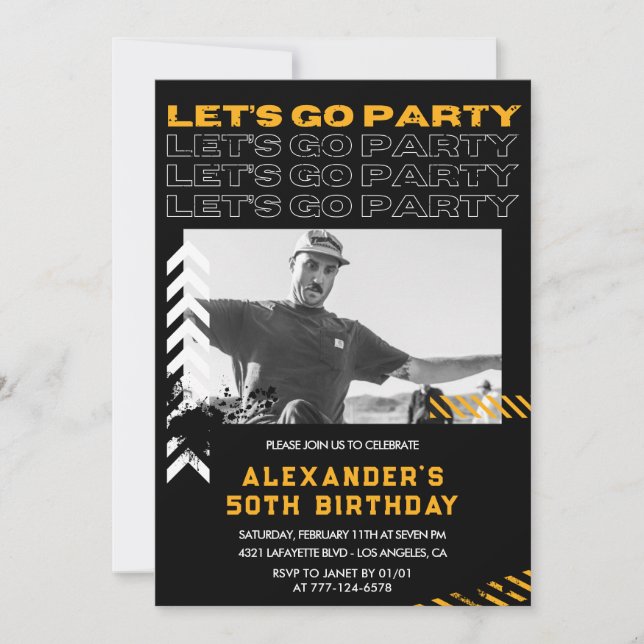 50th birthday invitations Men Photo Spray paint (Front)
