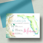 50th Birthday Invites to South Florida<br><div class="desc">Celebrate in style with this tropical 50th birthday invitation, perfect for a 50 and fabulous celebration or a fun girls weekend in Miami or South Florida! Featuring my original watercolor artwork—complete with ocean waves, flamingo, palm trees, a tropical cocktail, retro car, and a custom Florida map—this invitation for birthday party...</div>