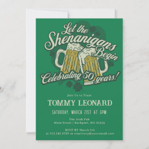 50th Birthday Irish St.Patrick's Day Beer Invitation