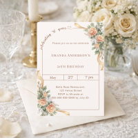 50th birthday ivory cream florals ribbon
