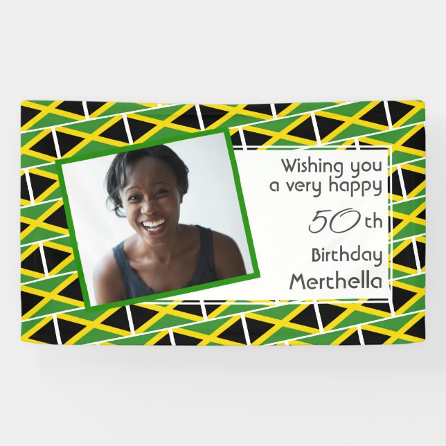 50th Birthday JAMAICA FLAG Custom Photo Banner (Horizontal)