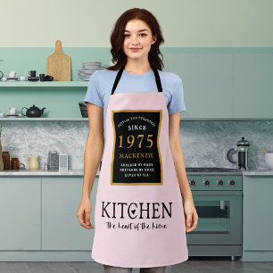 50th Birthday Kitchen Queen Heart Of A Home Pink Apron