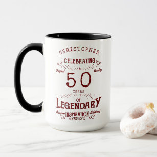 50th Birthday Legendary Vintage Name Red Legend Mug