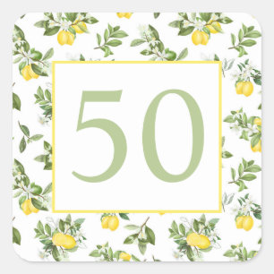 50th Birthday Lemon Citrus Square Sticker