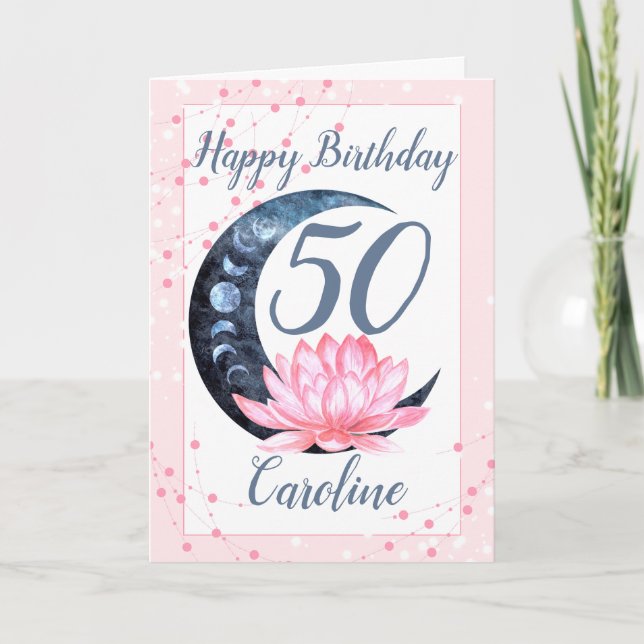 50th Birthday Lotus Flower Pink Card (Front)