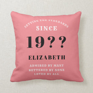 50th Birthday Loved Add Your Name Year Pink Cushion