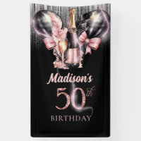 50th Birthday Luxury Rose Wine Party Sign