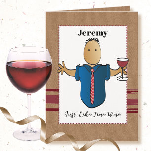 50th Birthday Male Cartoon Classy Red Wine Card