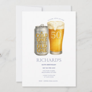 50th Birthday Man, Cold One for the Old One Invitation