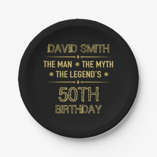 50th Birthday Man Myth Legend Paper Plate
