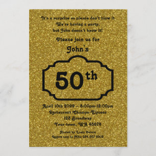 50th,Birthday Man,Party Man,any age,Glitter,Mans Invitation