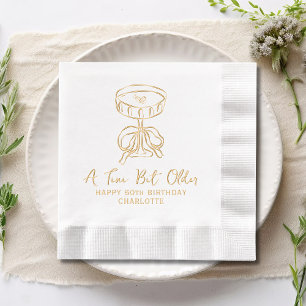 50th Birthday Martini Bow Gold Foil Cocktail Napkins
