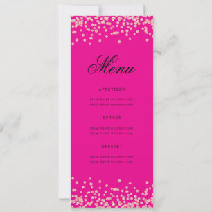 50th Birthday Menu Rose Gold Confetti Hot Pink Invitation