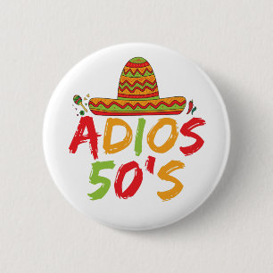 50th Birthday Mexican Party Cinco de Mayo Fiesta  6 Cm Round Badge