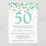 50th Birthday Mint Gold Glitter Sparkle Confetti Invitation<br><div class="desc">Celebrate your birthday celebration with this 50th Birthday Mint Gold Glitter Sparkle Confetti Design Suite.</div>